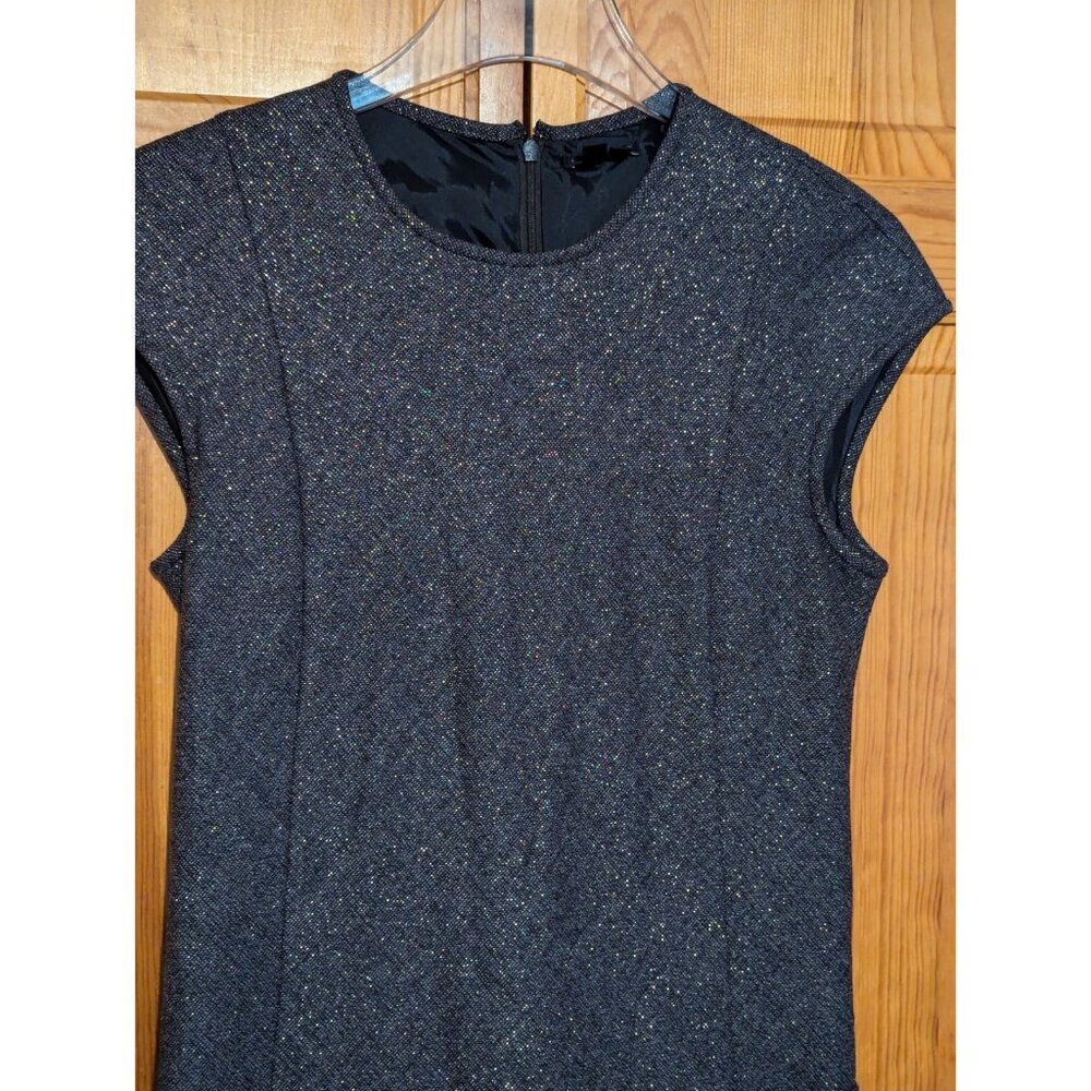 Theory Dress 4 Olpia Harlequin Gray Metallic‎ Tweed Drop Waist Shift Wool